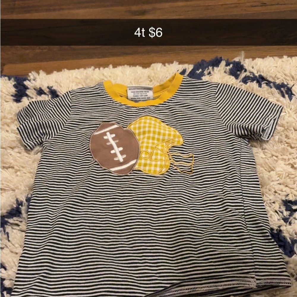 Jellypop Black and White Striped Tee with Yellow Football Helmet